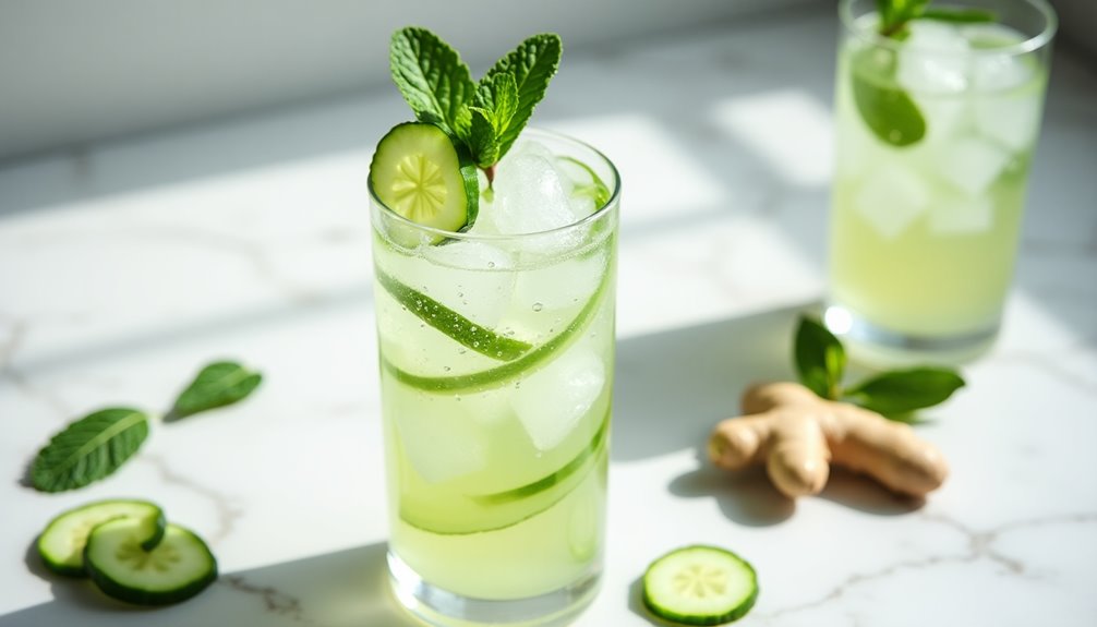refreshing carbonated ginger infused cucumber drink