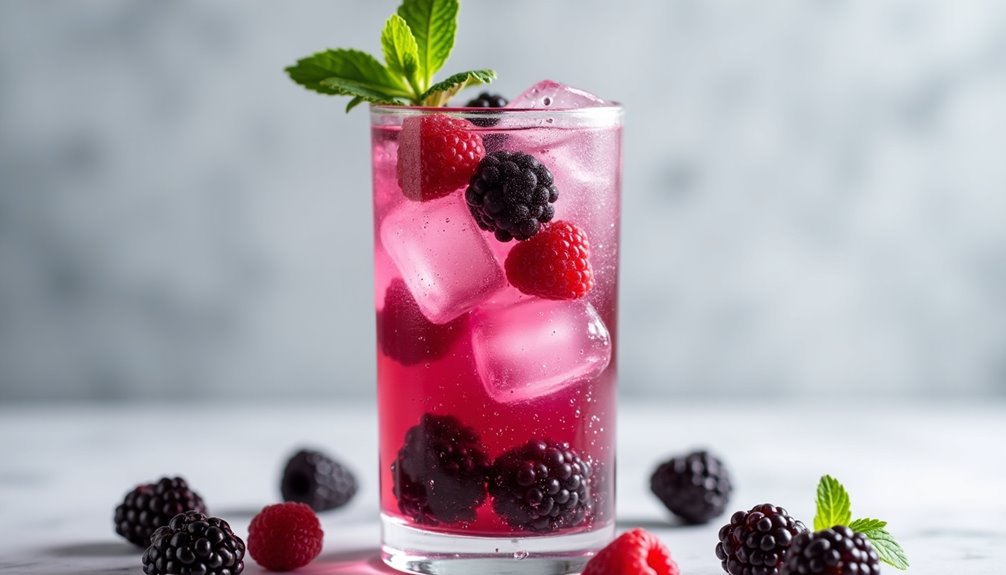 refreshing sparkling berry mint drink